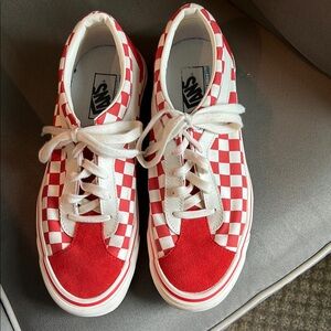 Vans Red and White Checkered Sneakers